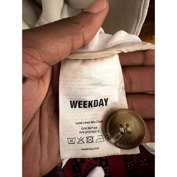 WEEKDAY Lond Linen Mix Coat - Picture 7 of 10